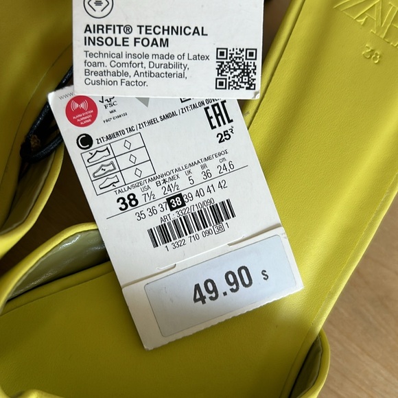 Zara KITTEN BLOCK HEELED MULES LEATHER SANDALS SLIP ON SLIPPERS GREEN 7.5 38 - Picture 16 of 17